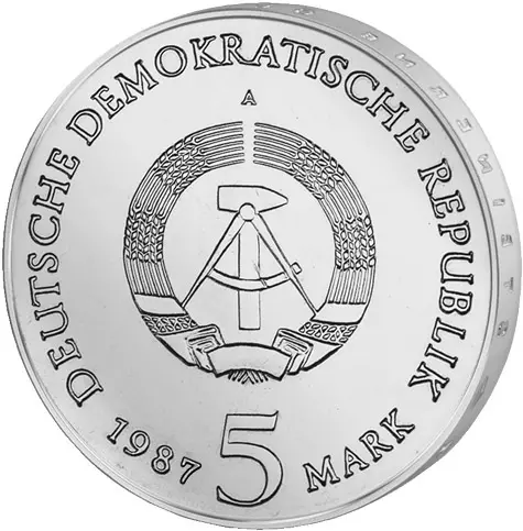 5 Mark DDR Nikolaiviertel Berlin 1987 Stempelglanz