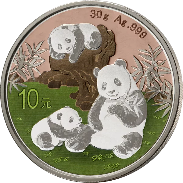 10 Yuan China Premium Panda Selection 2025 mit Rosegold und Chameo-Silber