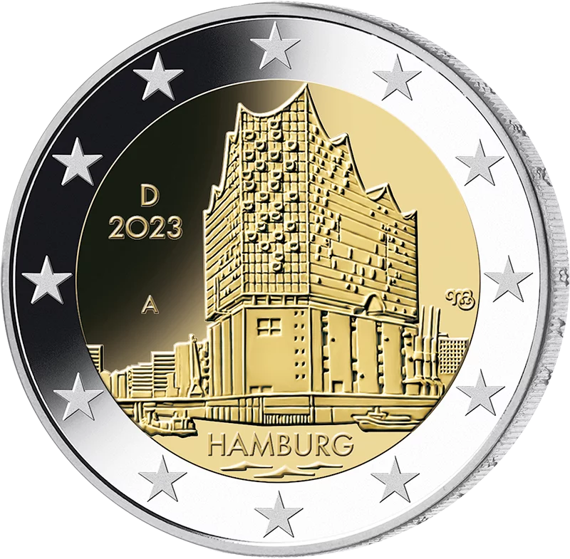 Euro-Kursmünzensatz BRD 2023 inkl. 2 Euro Elphilharmonie 2023 Polierte Platte