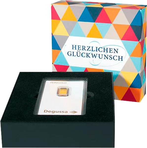 Geschenkschachtel Herzlichen Glückwunsch - für Goldbarren und Münzen in Coin Cards