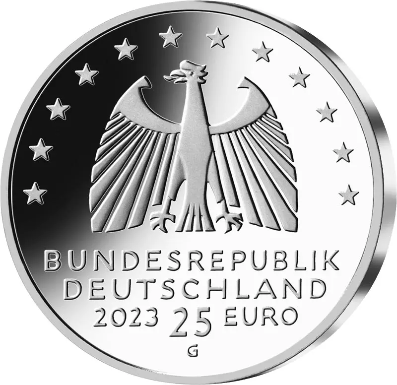 25 Euro BRD Weihnachten Erzgebirgischer Schwibbogen 2023 Stempelglanz