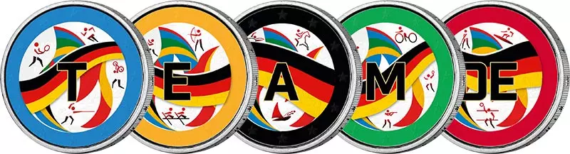 5 x 2-Euro-Künstlerausgaben Olympische Spiele Team DE 2024