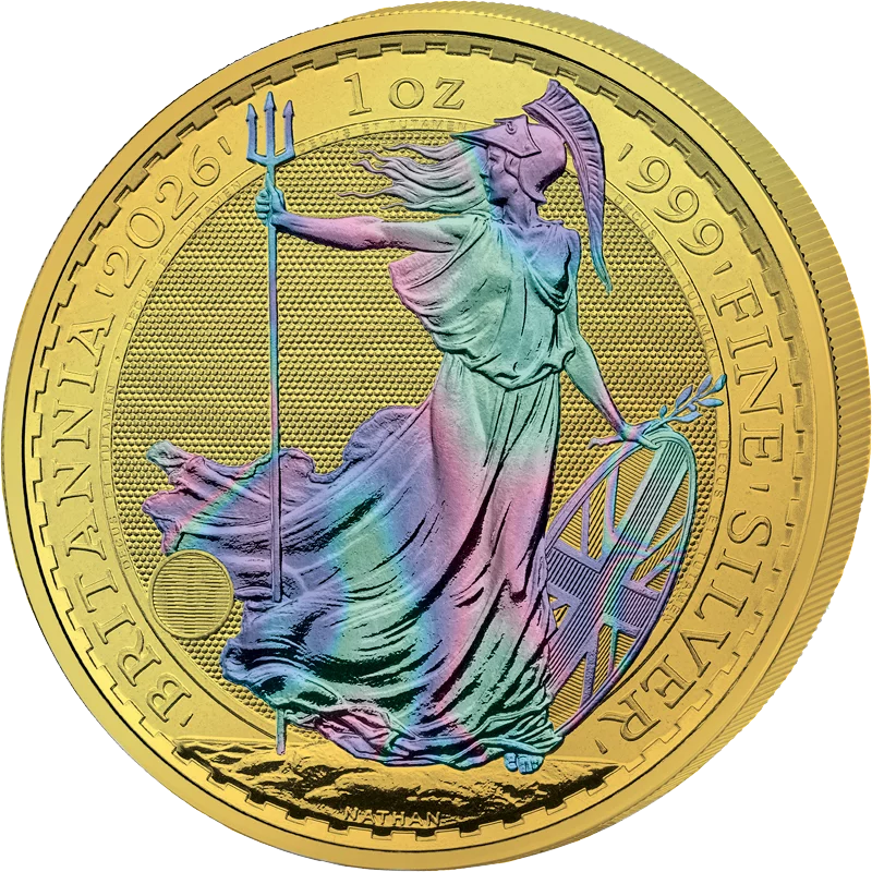 2 Pounds Großbritannien Britannia 2026 Golden Holographic