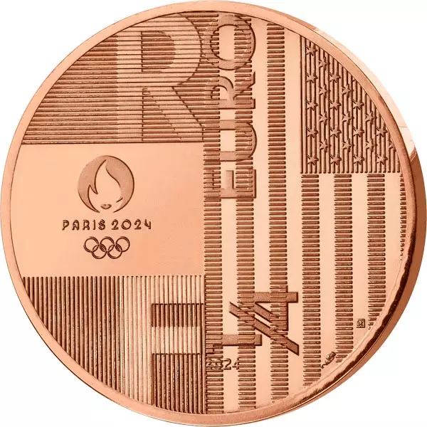 1/4 Euro Frankreich Olympia Paris 2024 - Stab-Übergabe Paris und LA 2024