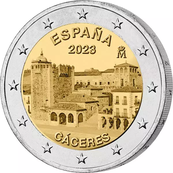2 Euro Spanien Altstadt von Cáceres 2023