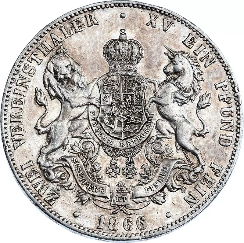 Vereinsdoppeltaler Hannover König Georg V. 1862 und 1866