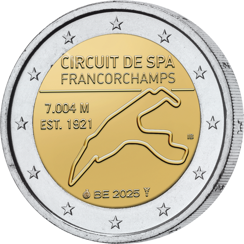 2 Euro Belgien Rennstrecke Spa-Francorchamps 2025 in Coin Card Sprache unserer Wahl