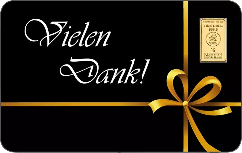 1 Gramm Gold Heimerle & Meule Finecard - Vielen Dank