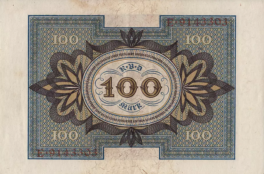 100 Mark Weimarer Republik Banknote Bamberger Reiter 1920