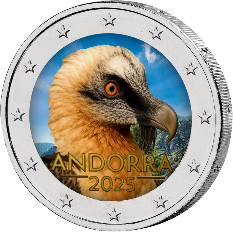 2 Euro Andorra Bartgeier 2025 mit Farb-Applikation