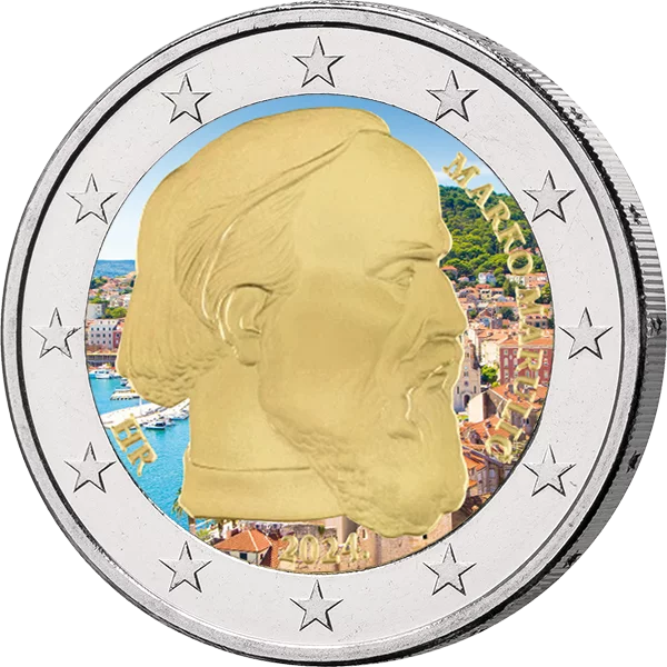 2 Euro Kroatien 500. Todestag Marko Marulic 2024 mit Farb-Applikation