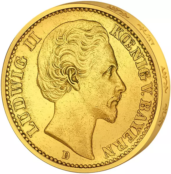 20 Mark Bayern König Ludwig II. 1872-1873 sehr schön