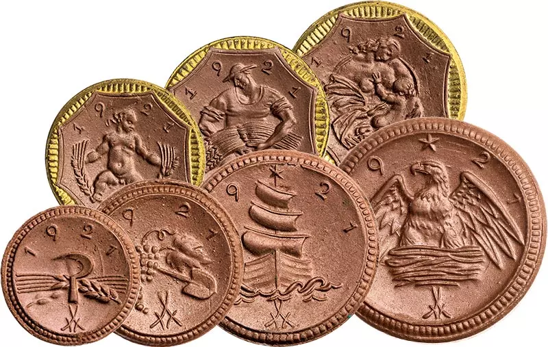 20 Pfennig - 20 Mark Freistaat Sachsen Porzellanset