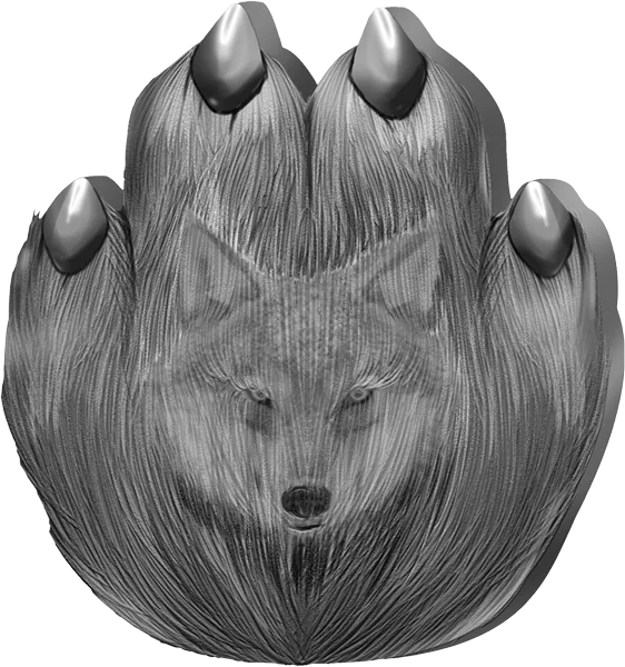 Silbermedaille Footprint Shape Wolf