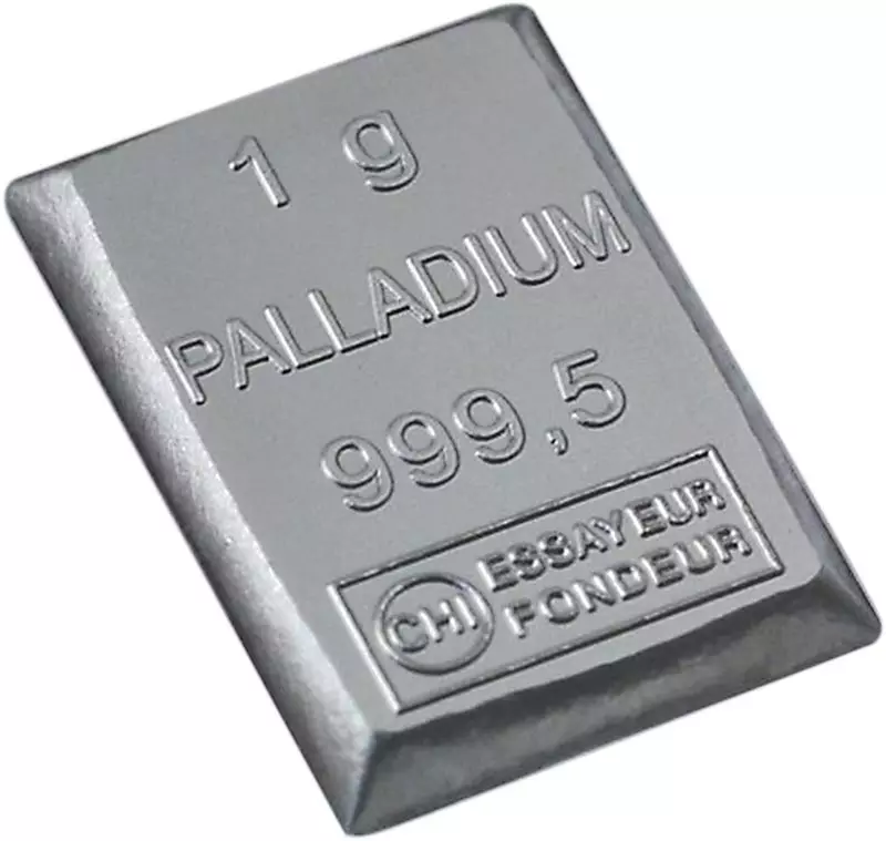 1 Gramm Schweiz Palladiumbarren im Investmentblister