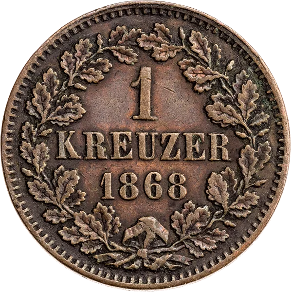 1 Kreuzer Baden Friedrich I. als Großherzog 1859 - 1871
