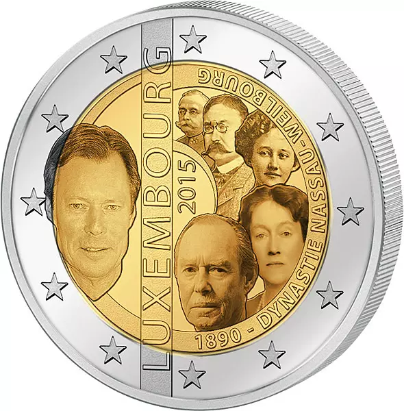 2 Euro Luxemburg 125. Jahrestag der Dynastie Nassau-Weilburg 2015