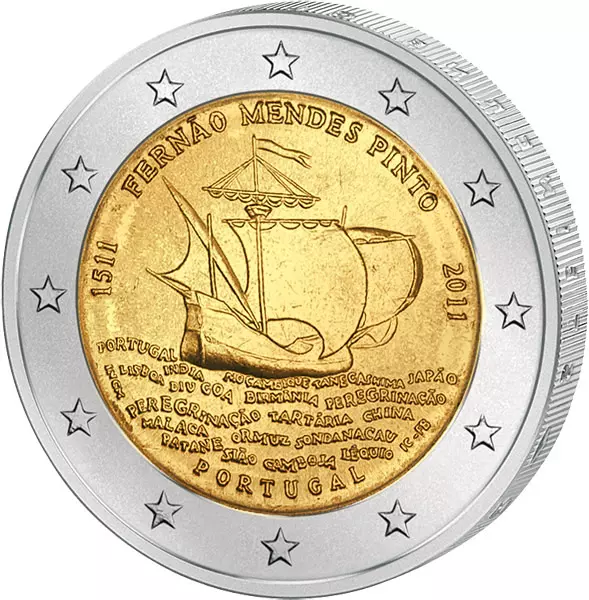 2 Euro Portugal 500. Geburtstag Fernao M. Pinto 2011 prägefrisch