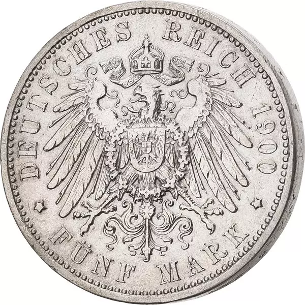 5 Mark Hessen-Darmstadt Großherzog Ernst Ludwig 1895-1900 5 Mark Hessen-Darmstadt Großherzog Ernst Ludwig 1895-1900