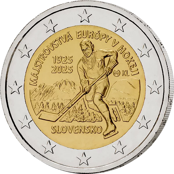 2 Euro Slowakei 100 Jahre erstes internationales Sporttunier in der Slowakei - Eishockey-EM 2025