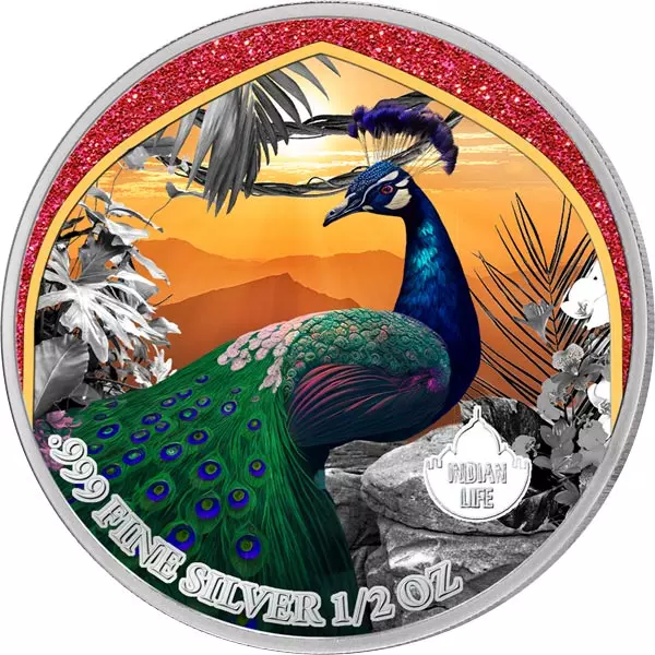 500 Francs Kamerun Mysterious Rhodium Indian Life - Blauer Pfau 2024