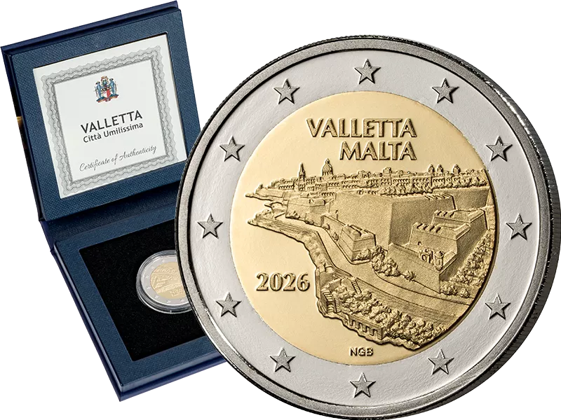 2 Euro Malta Valetta 2026 in Polierte Platte