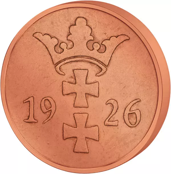 2 Pfennige Danzig Wert und Wappen 1923-1937 Sehr schön