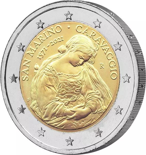2 Euro San Marino 450. Jahrestag der Geburt von Caravaggio 2021