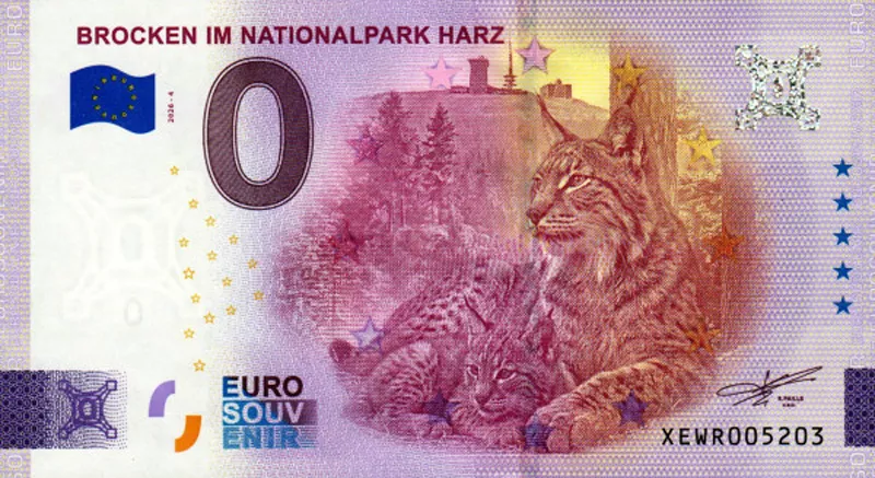 0-Euro-Banknote BRD Brocken im Nationalpark Harz 2026