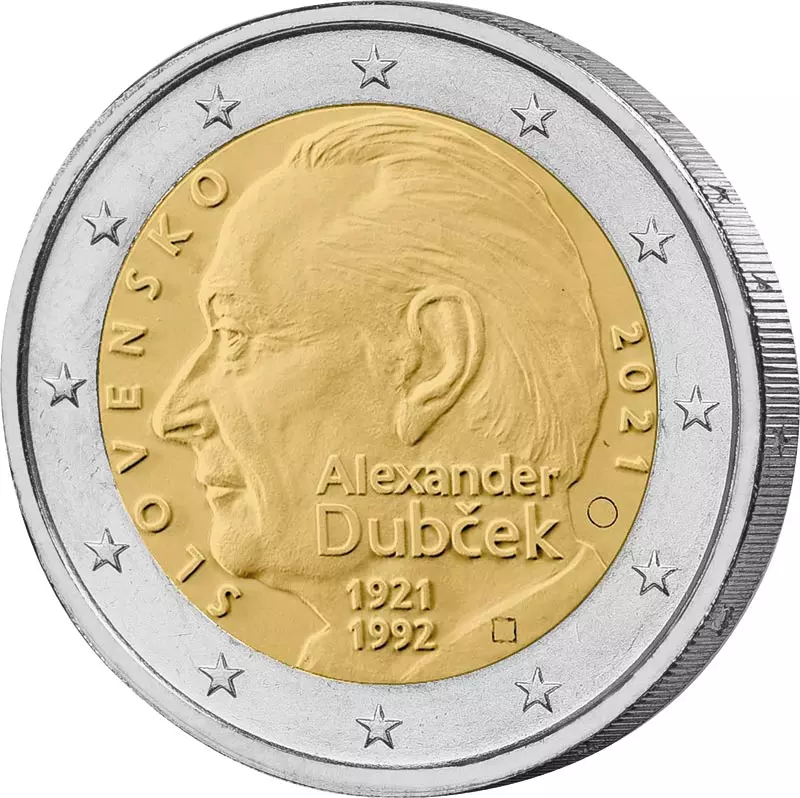 2 Euro Slowakei 100. Geburtstag von Alexander Dubcek 2021