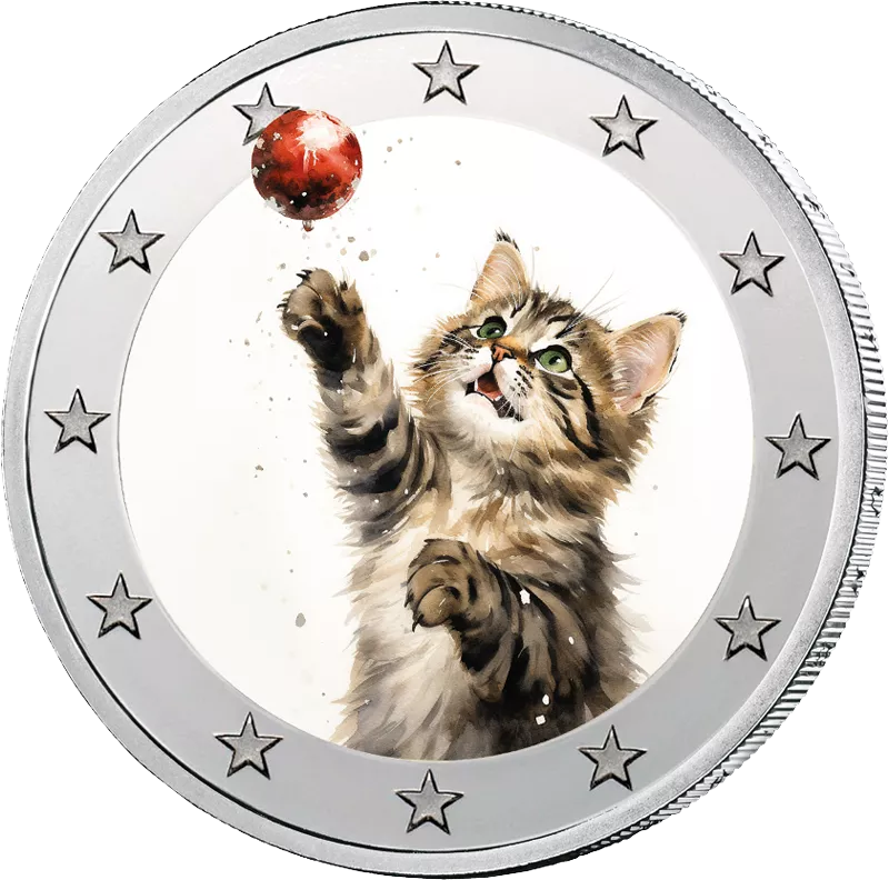 2-Euro-Künstlerausgabe Katze und Weihnachtskugel