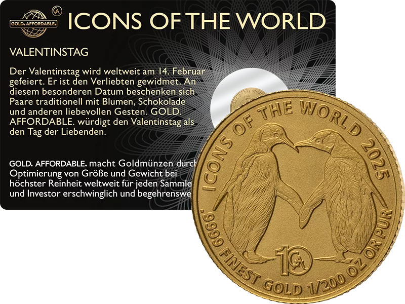 1/200 Unze Gold Ruanda Icons of the World - Valentinstag 2025