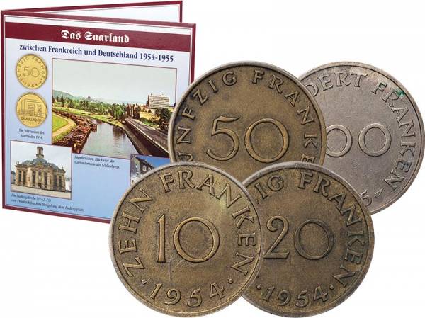 10 - 100 Franken Kursmünzensatz Saarland 1954-1955