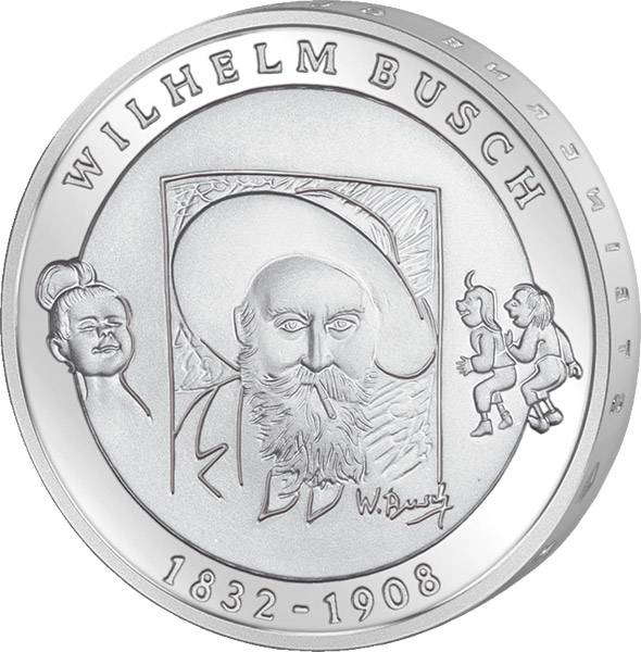 10 Euro BRD 175. Geburtstag Wilhelm Busch 2007