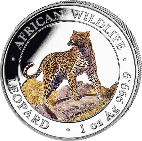 100 Shillings Somalia Leopard 2022 mit Farb-Applikation