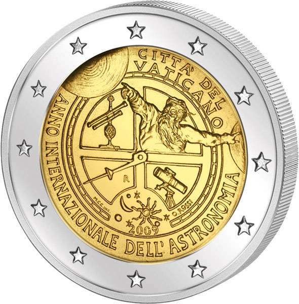 2 Euro Vatikan Jahr der Astronomie 2009 Stempelglanz