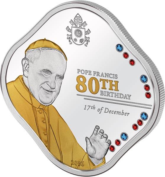 5 Dollars Cook-Inseln 80. Geburtstag von Papst Franziskus 2016