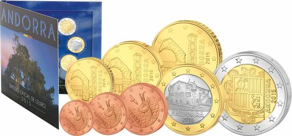 1 Cent - 2 Euro Kursmünzensatz Andorra 2015