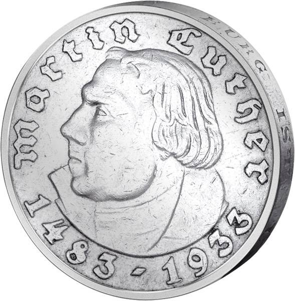 5 Reichsmark 450. Geburtstag Luthers 1933   sehr schön