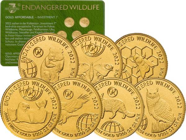 7 x 10 Francs Gold Ruanda Icons of the World 2022