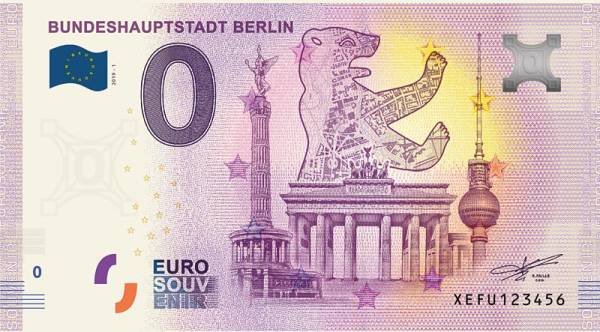 0-Euro-Banknote Bundeshauptstadt Berlin 2019