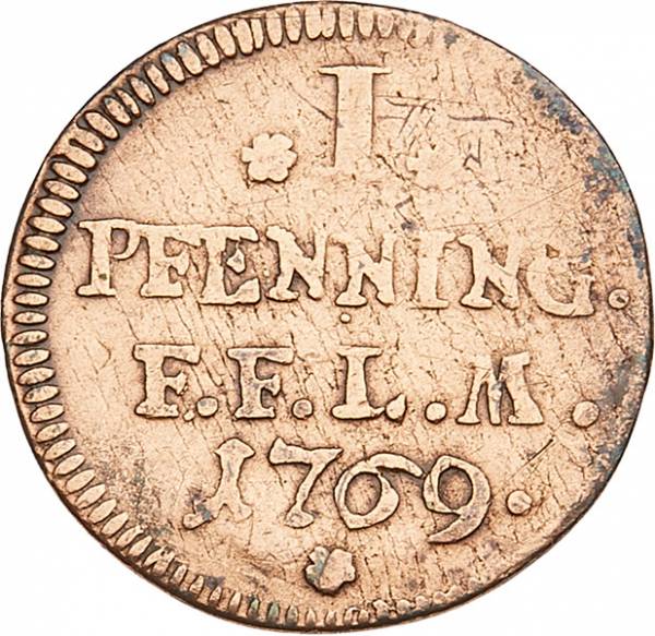 1 Pfennig Fulda Fürstbischof Heinrich VIII. von Bibra 1769