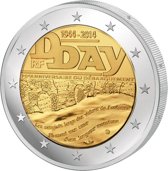 2 Euro Frankreich 70 Jahre D-Day 2014   prägefrisch