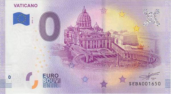 0-Euro-Banknote Vatikan - Petersplatz 2022