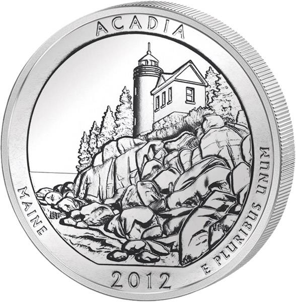 Quarter Dollar USA Maine Acadia 2012 prägefrisch