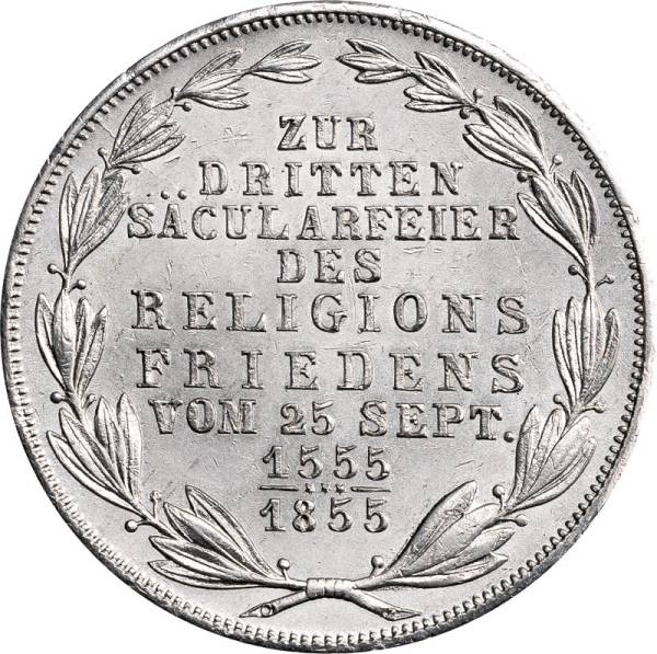Doppelgulden Frankfurt Säcularfeier des Religionsfriedens 1855