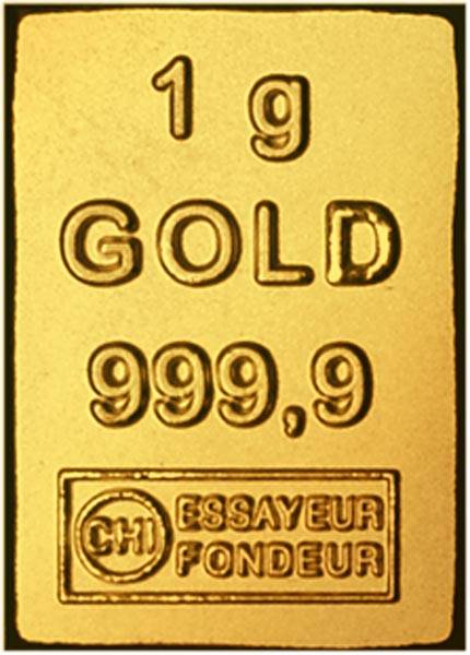 1 Gramm Tafel-Goldbarren