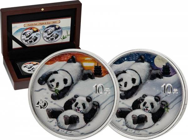 2 x 10 Yuan China Panda Day Night & Day Set 2022