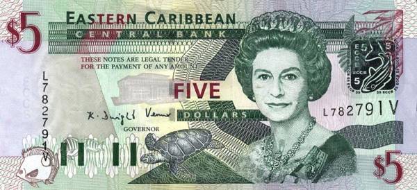 5 Dollars St. Vincent & Grenadinen Banknote Queen 2003