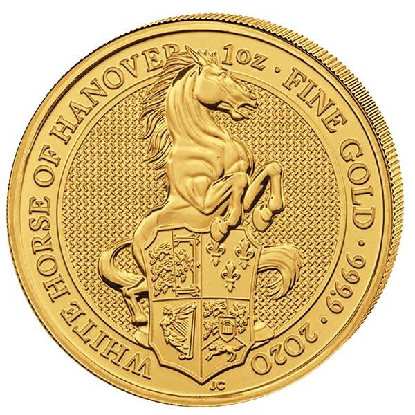 1 Unze Gold Großbritannien Queens Beasts Das weiße Pferd von Hannover 2020